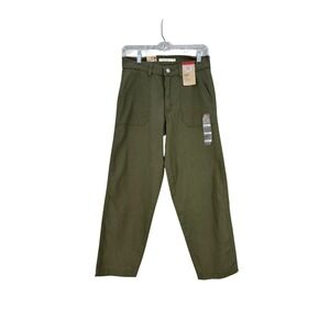 Levis Utility Pants Olive Green Cotton Mid Rise Ankle Slim Straight Womens 25x27